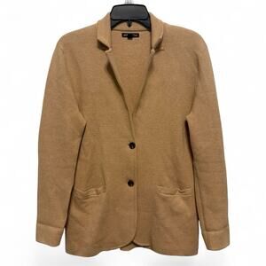 J.Crew Mercantile Knit Blazer Womens Medium Tan Camel Preppy Cardigan Sweater